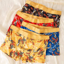 中国风龙纹内裤2024透气男士内裤龙年霸气奢华男裤衩短裤男生内