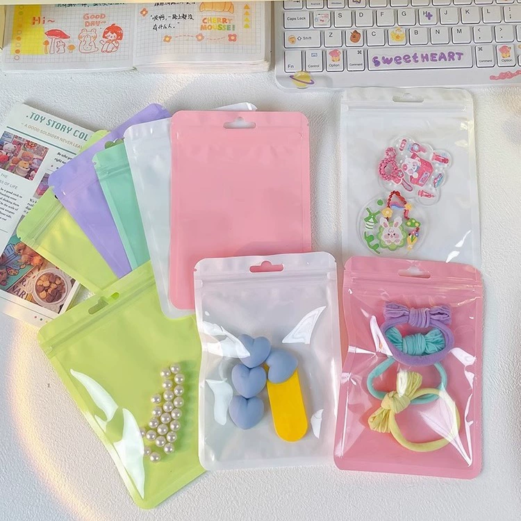 Цветная самозакрывающаяся сумка Macaron голографическая сумка утолщенная прозрачная цветная сумка для костей ювелирные изделия герметичный карман для упаковки кистей для макияжа