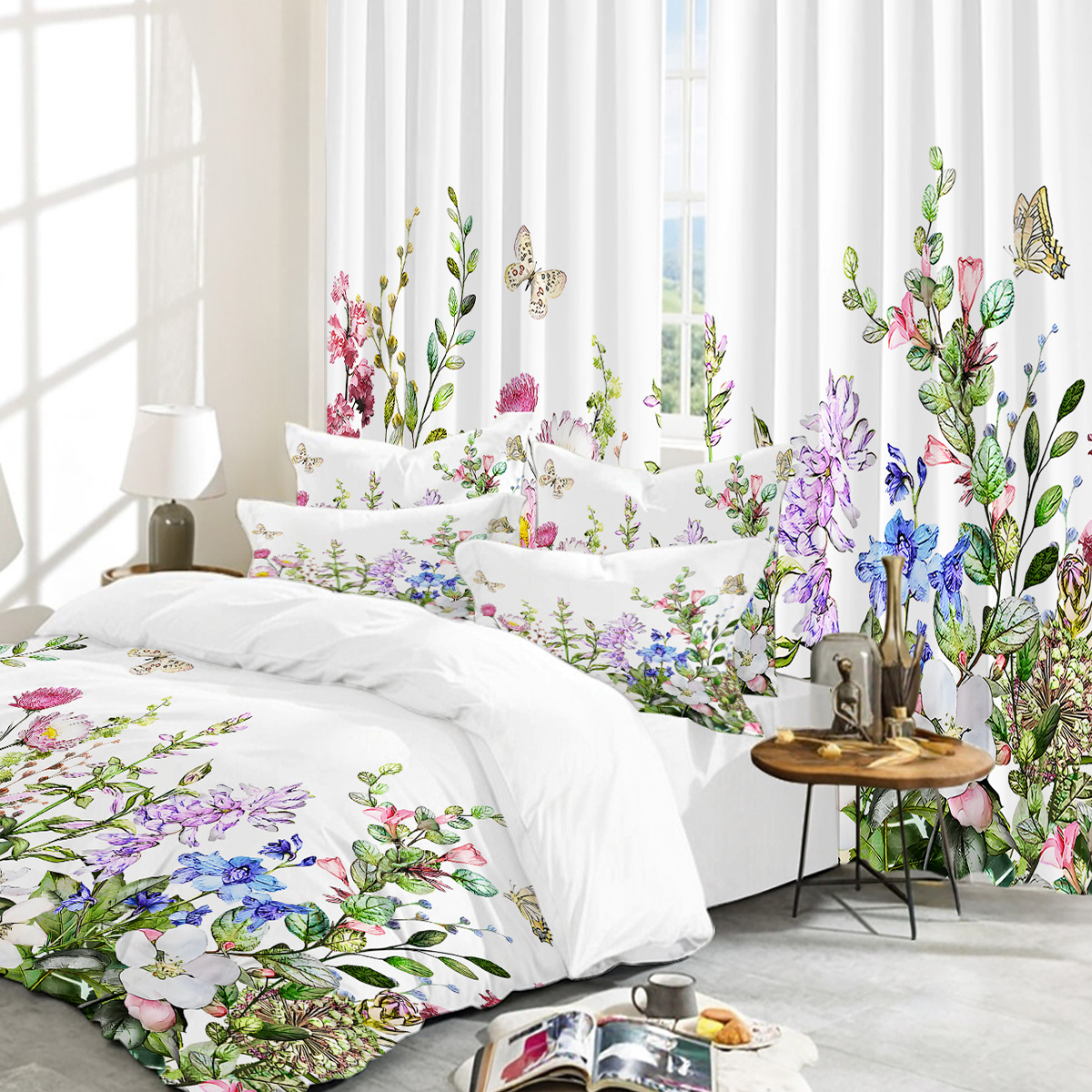 Fabricante directo para la plataforma transfronteriza Amazon WISH venta caliente de productos explosivos, serie completa de ropa de cama de tres piezas y cortinas