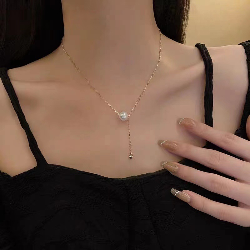 8g Weight Glass, Copper, Zircon Pendant Material Zircon Inlay Material Pendant Necklace Classification 201 Stainless Steel Chain Material Titanium Steel Simple Style Commute Inlay Color Block Zircon Pendant Necklace