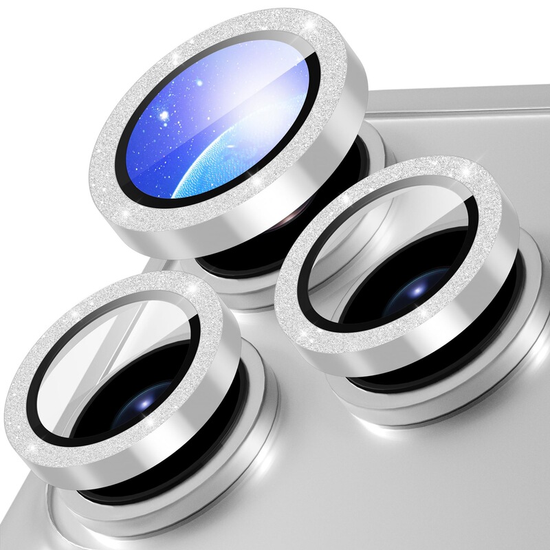 For iPhone 16 Pro Max,Glitter 9H Tempered Glass Camera Lens Protector Cross Border