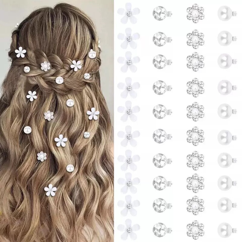 Korean-style Bride Hair Style Rhinestone Bean Clip Women's Wided Hair Clip Mini Flower Hair Buckle Embellished Headwear Foreign Trade