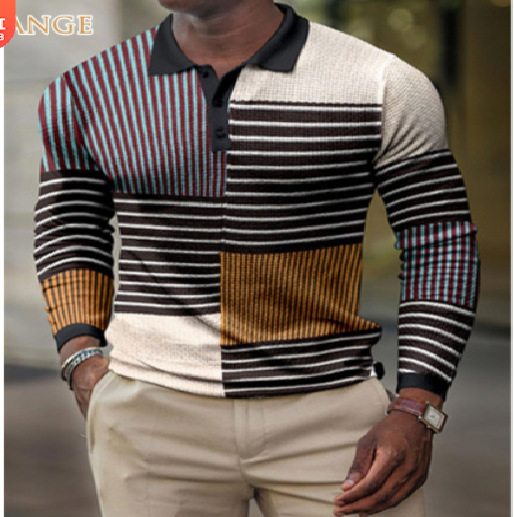 Comercio exterior transfronterizo primavera nuevos hombres de manga larga con botones POLO camisa hombres europeos y americanos moda casual top hombres