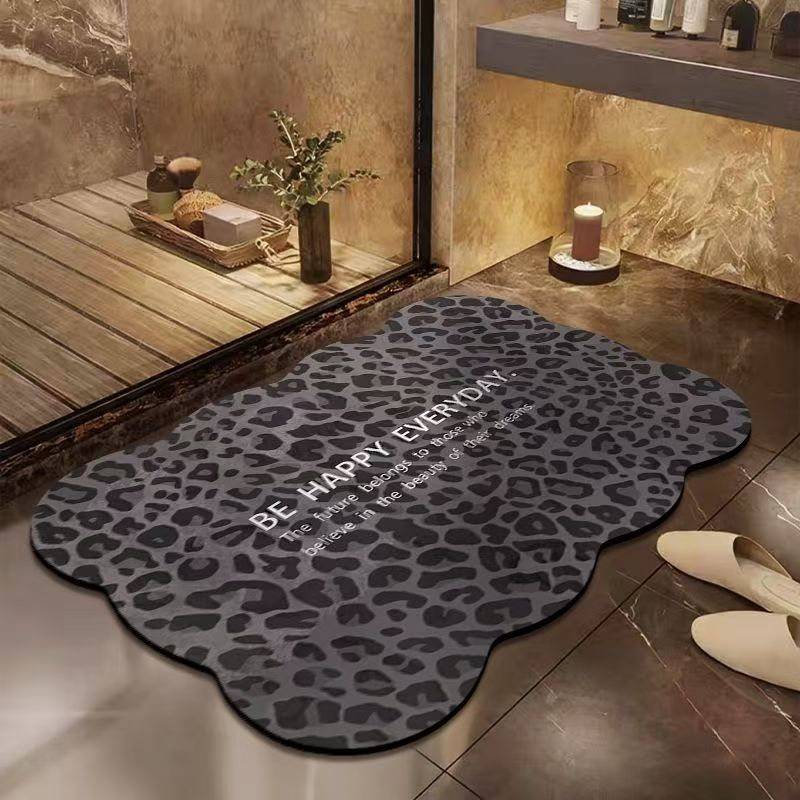 Leopard Print Diatomaceous Earth Bathroom Mat Non-slip Quick-dry_voghion.com