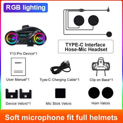 Cross-Border New Model Pro Dual-Intercom Motorcycle Helmet Headset Dual-Core Bluetooth 6.0 Music Sharing Fm Radio (Motorcycle Helmet Headset) - soft-wheat