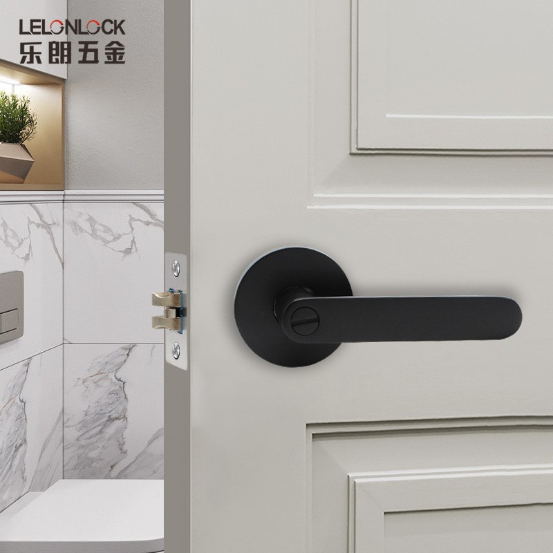 Aleación de zinc pesada negra de tres barras cerradura personalizada transfronteriza cerradura de la puerta del baño cerradura de la puerta del dormitorio cerradura mecánica