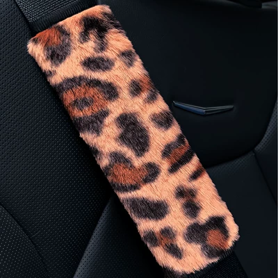 Leopard Printli Avtomobil Çiyin və Boyun Qoruyucusu, Təhlükəsizlik Kəməri Qış İsti Örtüyü