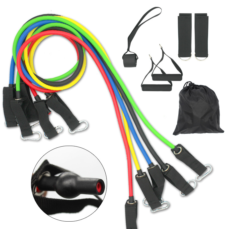 Banda de resistencia doméstica de cuerda de tracción de fitness de 11 piezas Dispositivo de tracción de entrenamiento de combinación muscular TPE de 100 libras entrega de una sola pieza