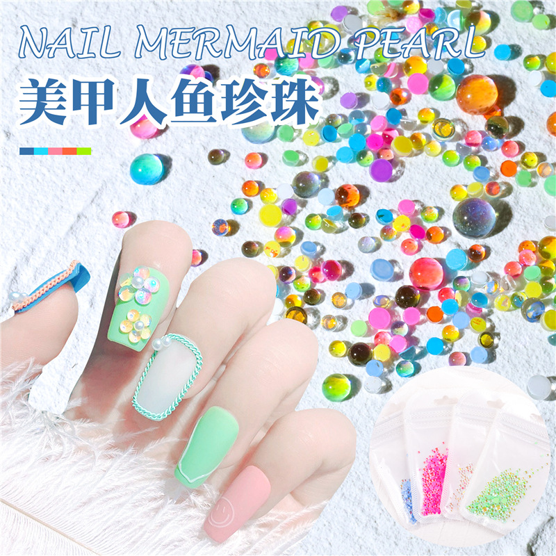 Transfronteriza nueva sirena colorida perla Aurora cristal transparente decoración de uñas joyería de uñas DIY 300 piezas en stock