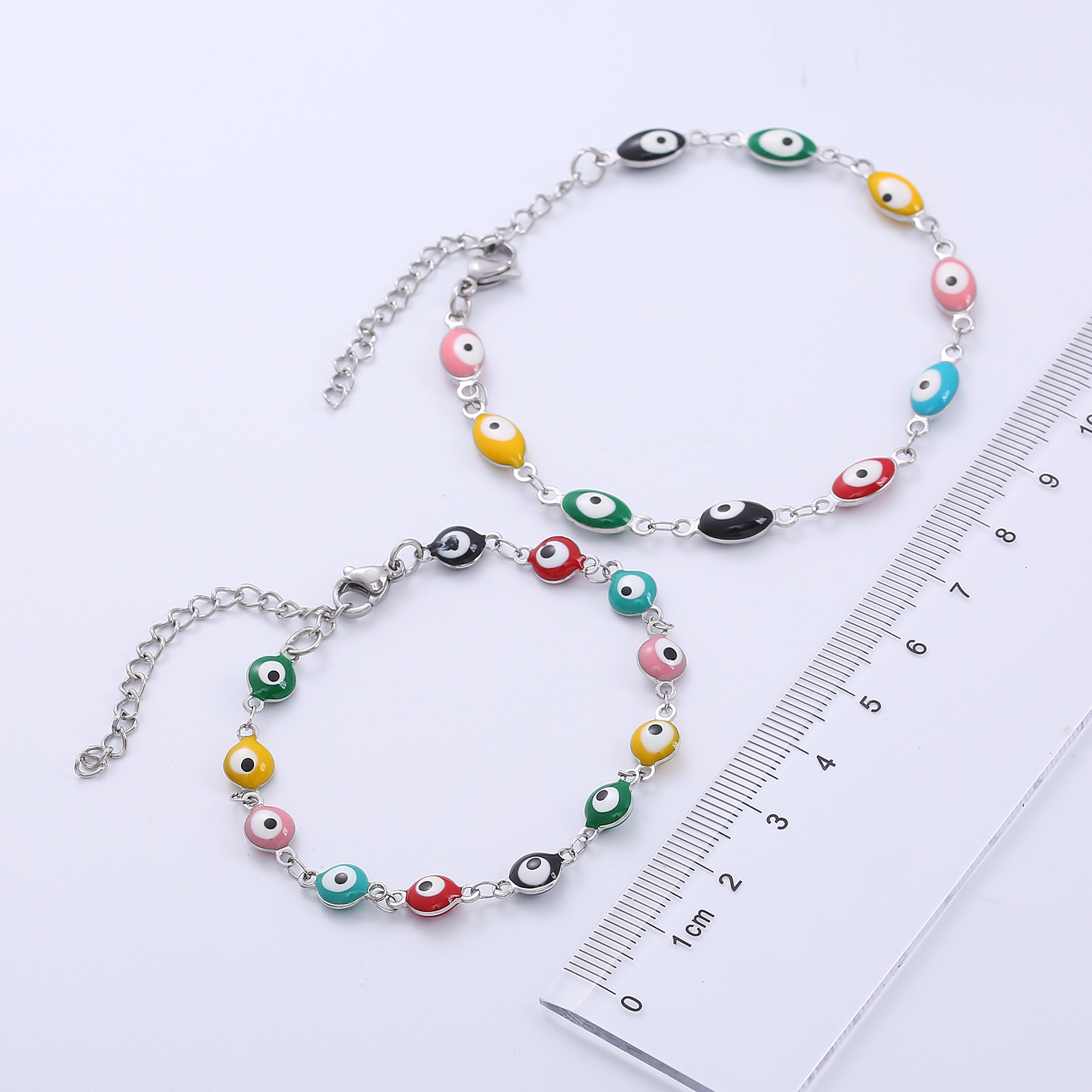 6g Weight 304 Stainless Steel Pendant Material Fashion Eye 304 Stainless Steel Epoxy Bracelets In Bulk