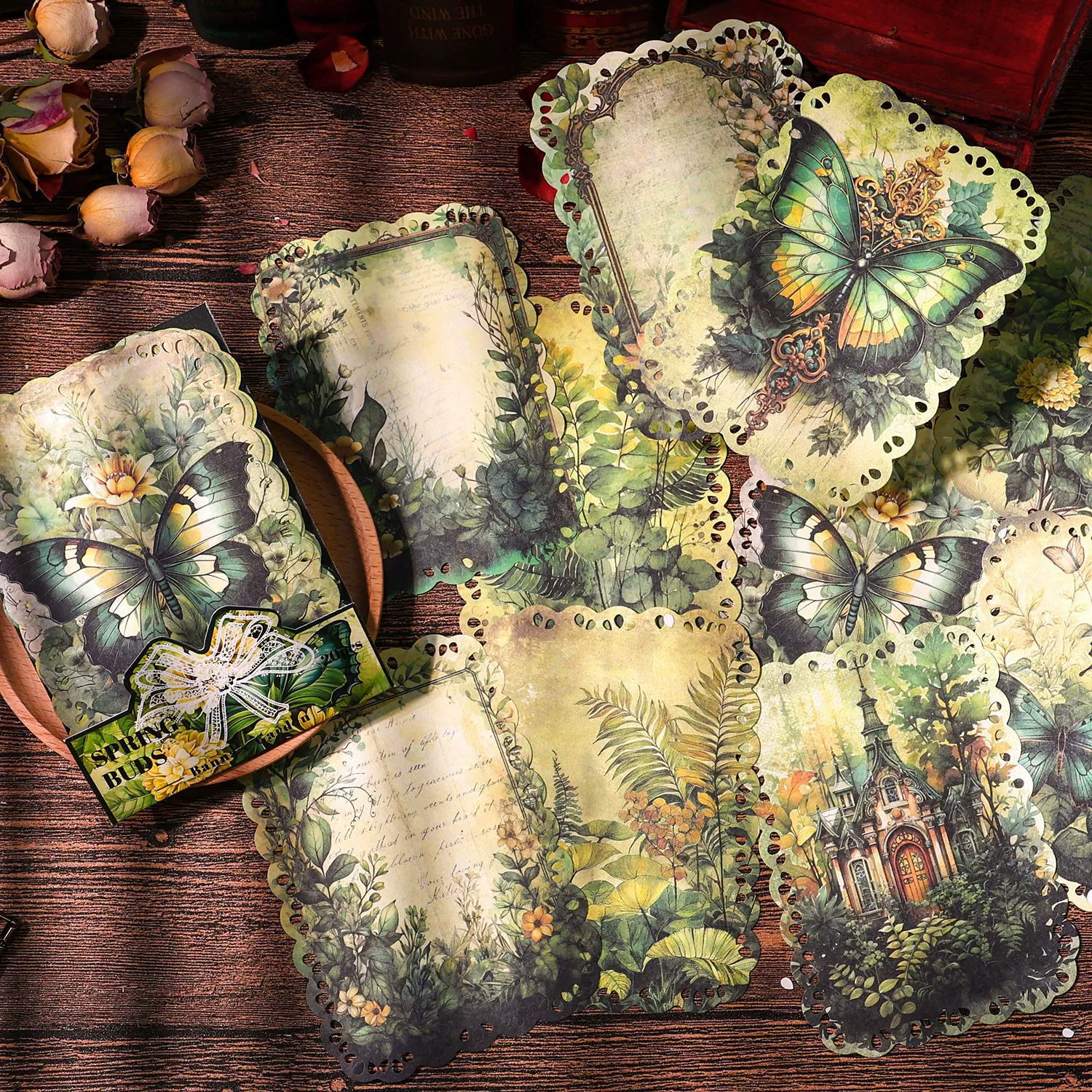 Древний лесной материал бумага Banna's Garden серия американский ретро завод цветок бабочка журнал 20 штук
