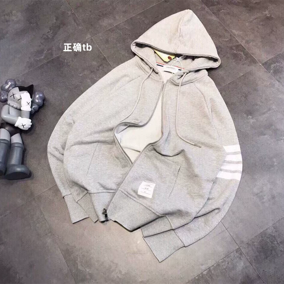 TB25 Весенний и Осенний прилив на молнии с капюшоном кардиган с четырьмя полосками в полоску с длинными рукавами высокой версии