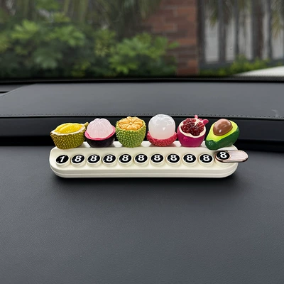 Cute and high-end temporary parking number plate for cars, creative decorative accessory for the car interior (Nömrəli dayanma kartı) - parking-sign-beige-scented-version-6-half-skin-fruits