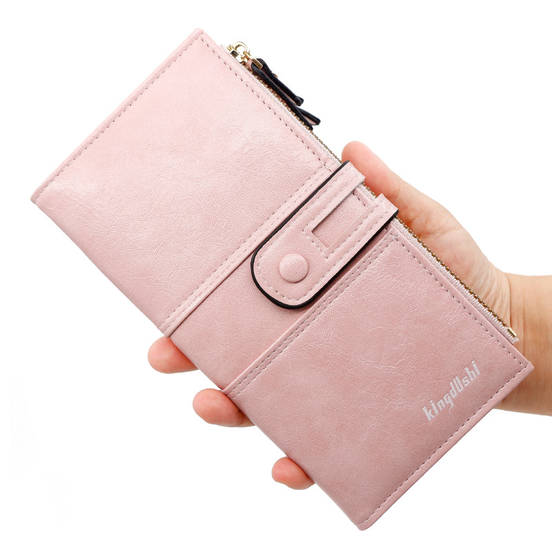 Nueva billetera larga de las mujeres de moda simple estilo coreano de gran capacidad hebilla cremallera bolsa de embrague multi-Tarjeta billetera