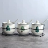 Three green leaf iron rack set