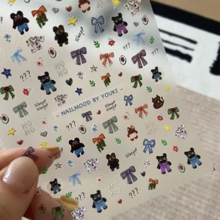 Tomoni Korean Ins Butterfly Small Floral Nail Art Stickers Embossed Small Fresh Graffiti DIY Embossed Stereo Stickers
