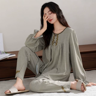 睡衣女春秋款纯棉长袖女款秋季2026年新款大码秋冬薄款家居服套装