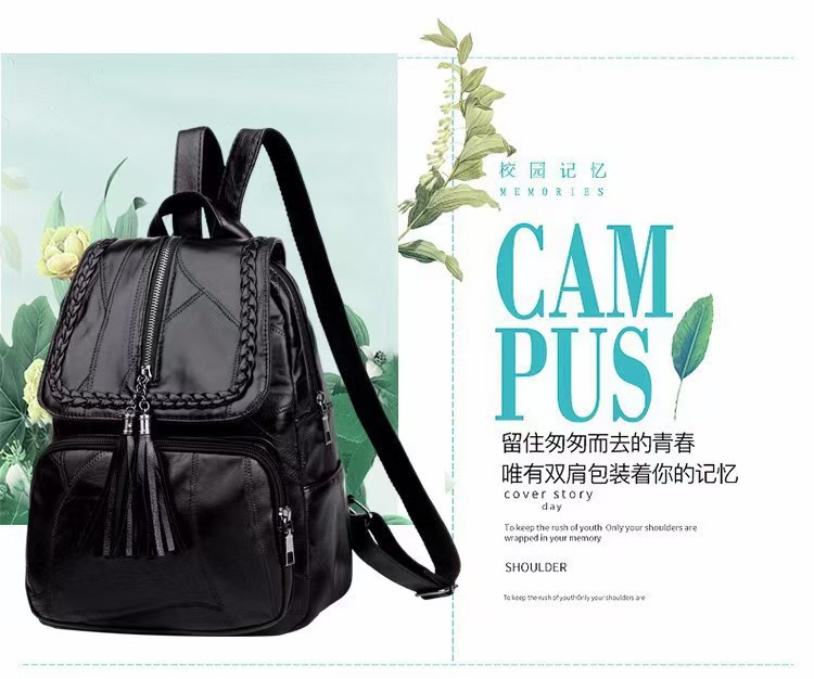 Grenzüberschreitend neu 2026 Freizeit-Rucksack für Damen PU mit Fransen vielseitig kombinierbar Damenbeutel Studentenrucksack Reiserucksack Schulrucksack