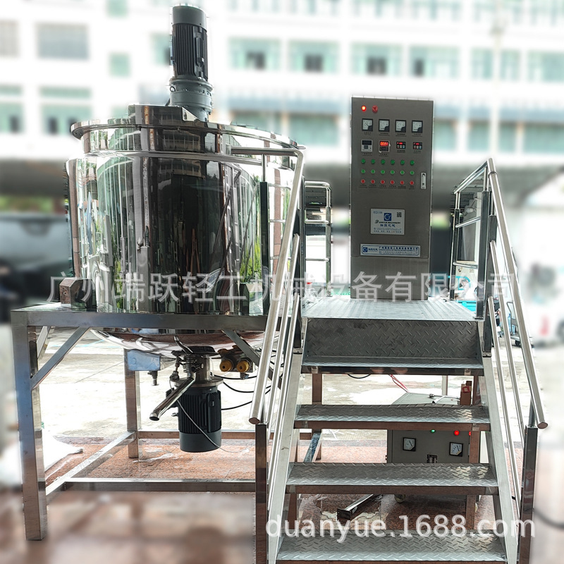 1吨洗发水搅拌锅不锈钢三层夹套电加热乳化罐多规格液洗混合设备