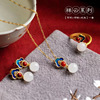Advanced necklace, pendant, earrings, ring, set, Chinese style, bright catchy style, high-quality style, 3 piece set