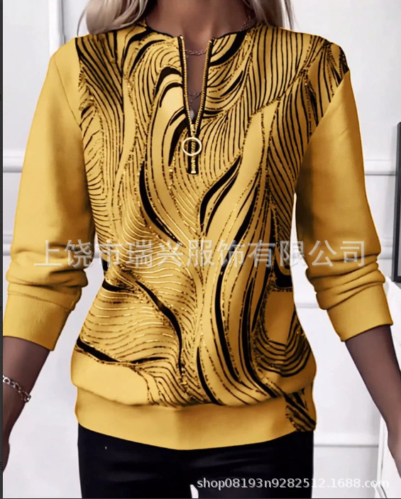 Sudadera Casual de Manga Larga con Estampado para Mujer de Spandex para Uso Diario