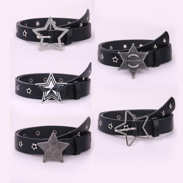 Dopamine Belt Women's Five-Pointed Star Cut Out Versatile Jeans with Dress Accessories Y2K Millennium Style Belt Dopamine Belt Women's Five-Pointed Star Cut Out Versatile Jeans with Dress Accessories Y2K Millennium Style Belt