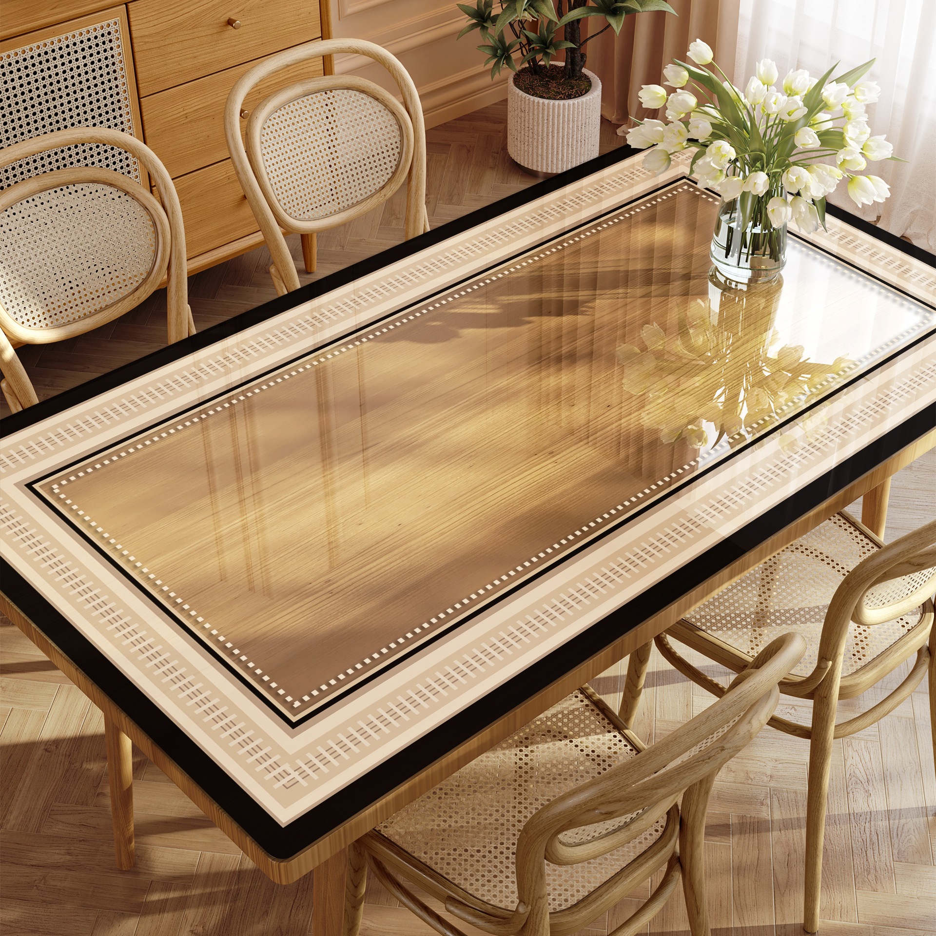 Casual Transparent Soft Glass Table Mat, Waterproof, Oil-Proof, Anti-Scalding, No-Wash Table Mat, Accessible Luxury and High-End Coffee Table Tablecloth