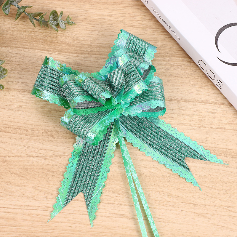 Cross-border 50 high-end gran mano tirado de flores brillo iris encaje lazo-atado regalo de navidad cinta decorativa