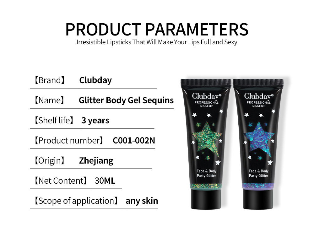 Cross-border beauty gel liquid sequin body eyeshadow export Christmas makeup chameleon tube eyeshadow Application Scenario