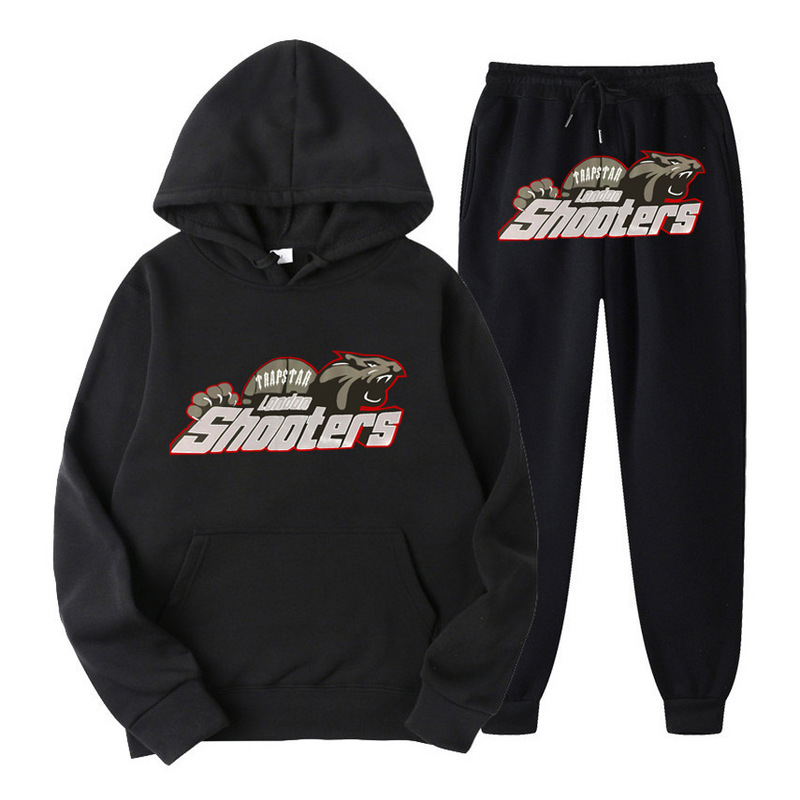 Cross-Border New Men's and Women's Casual Fashion Sports Suits Trapstar Red and Black Tiger Head Sweatshirt and Sweatpants Suit