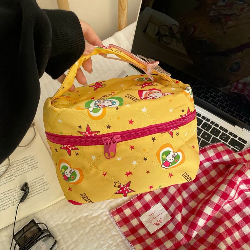 卡通爱心猫咪化妆包大容量便携式化妆品收纳包可爱少女旅行手提包|undefined