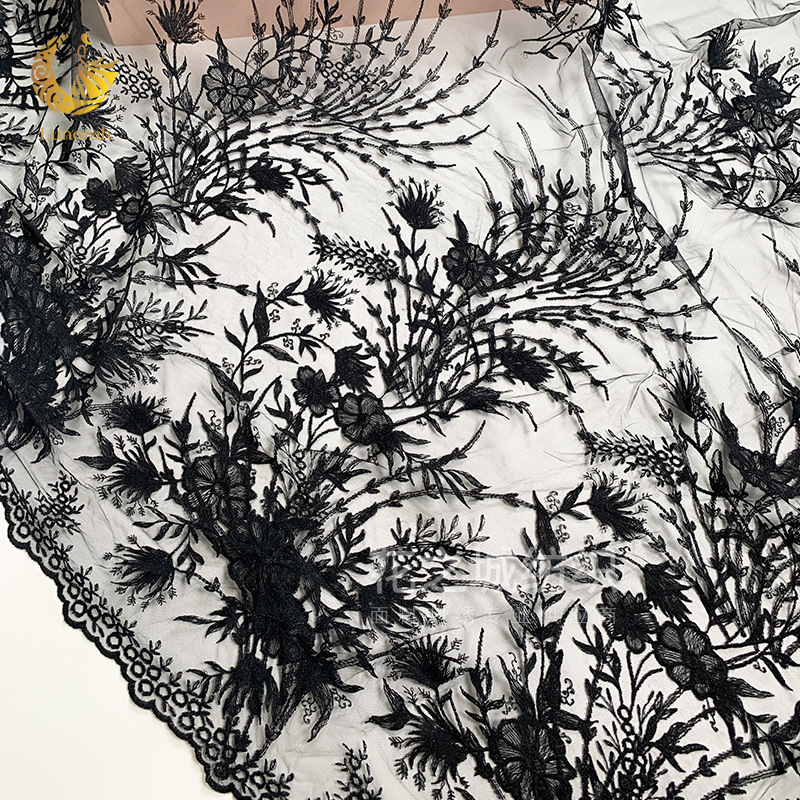 [Spot] Multi-color gold thread plum blossom embroidery embroidery mesh hot drilling bubble beads sari wedding fabric fabric computer embroidery