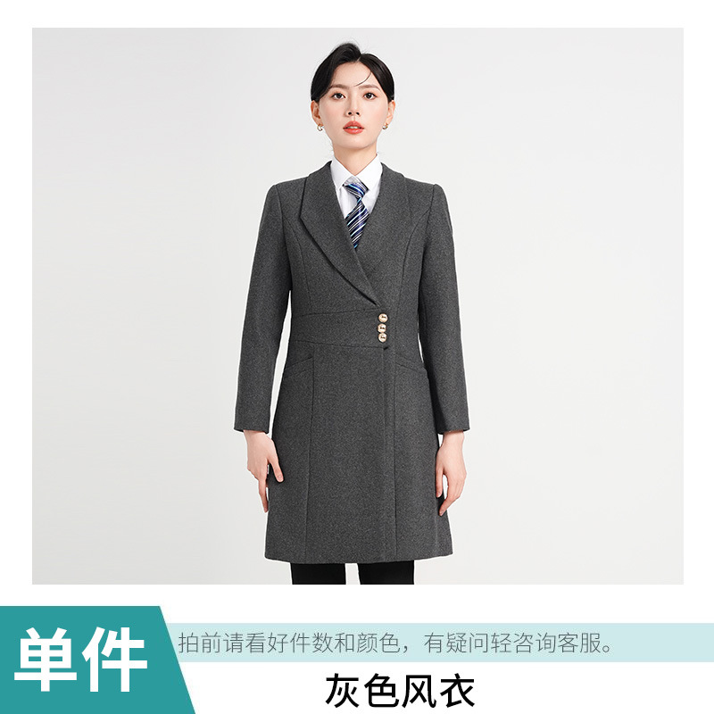 여성용 그레이 울 코트 싱글피스
