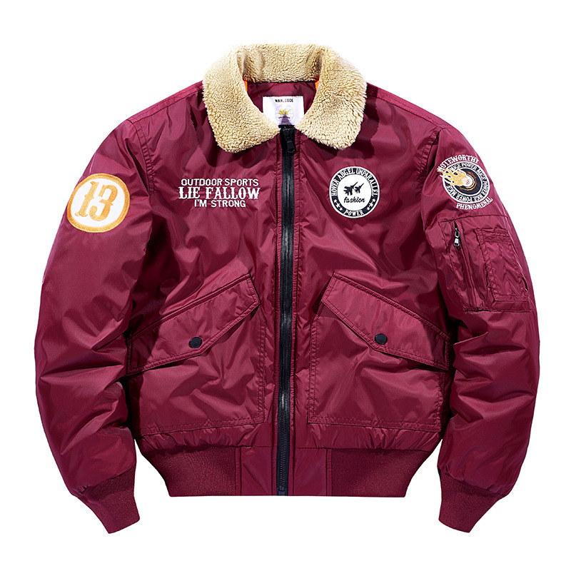 Men's Clothing pilot jacket workwear flight suit embroidered jacket plus cotton lapel top_voghion.com