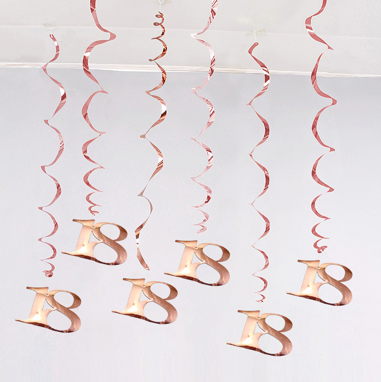 Amazon transfronterizo 6 piezas conjunto fiesta de cumpleaños PVC espiral colgante 18-90 años edad digital espiral colgante
