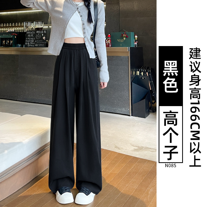 蓝色加绒牛仔裤女2025新款秋冬季加厚高腰垂感直筒宽松慵懒阔腿裤|undefined