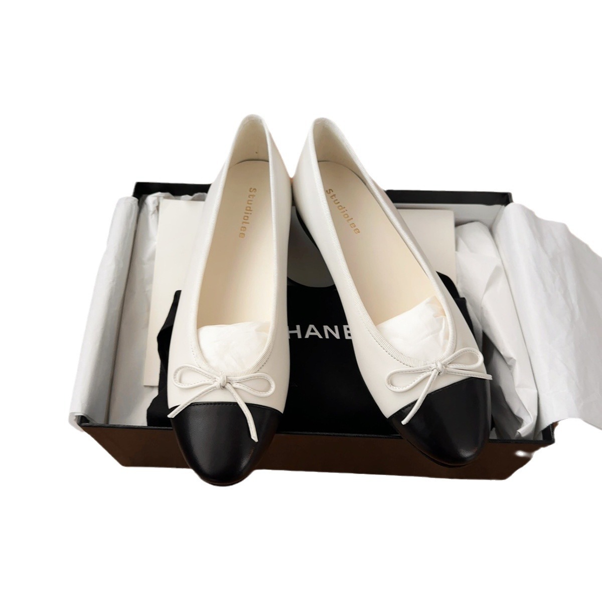 Inventario de estilo francés pequeño arco de estilo casual de color combinado pequeño cabeza redonda Maryline ballet elegante zapatos individuales