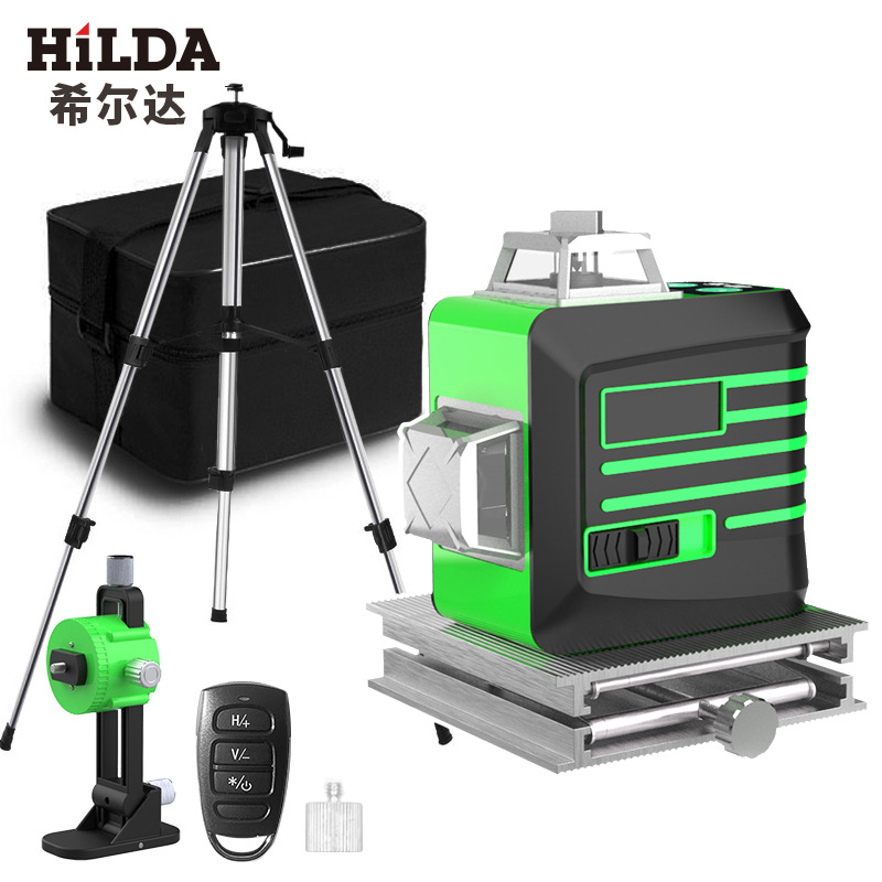 Hilda/Hilda fábrica directa luz verde 12 Línea 16 línea nivel de alta precisión línea automática Etiqueta de pared instrumento