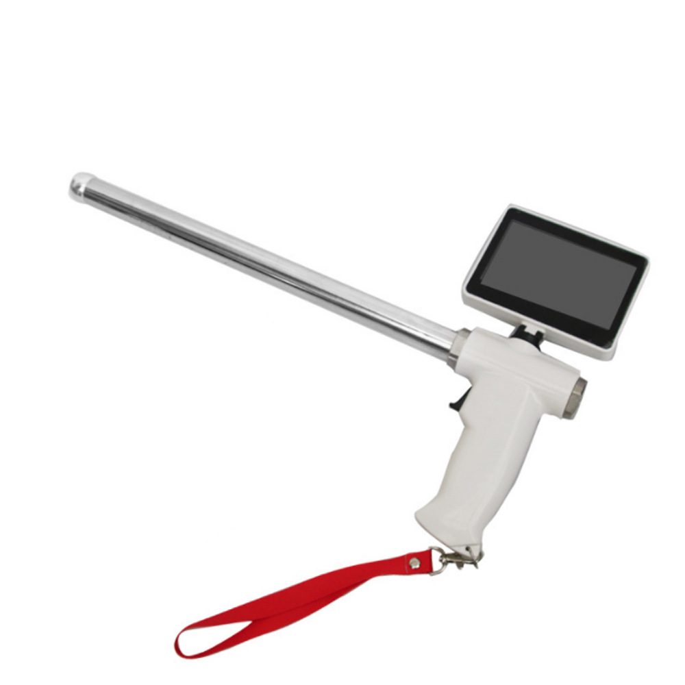Pistola de inseminación artificial de inseminación visual para ganado con sonda metálica giratoria 270 grados endoscopio instrumento veterinario