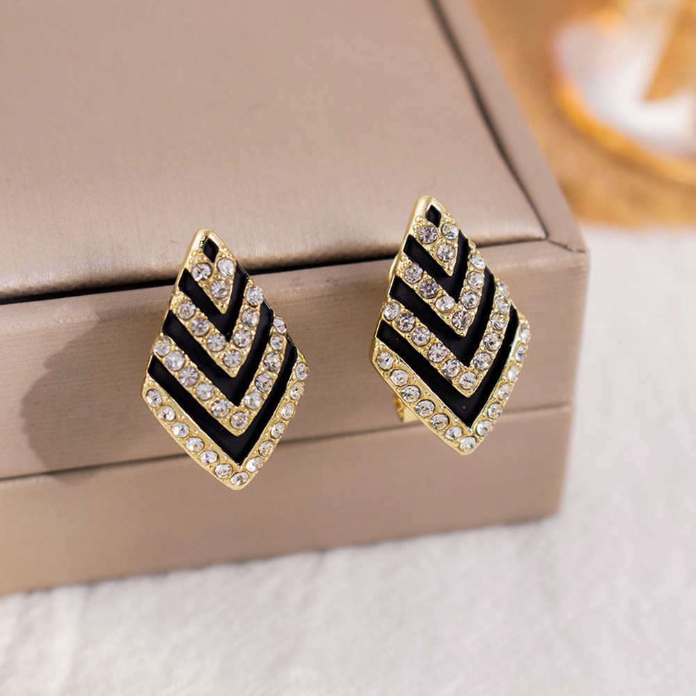 78#Zebra print diamond earrings