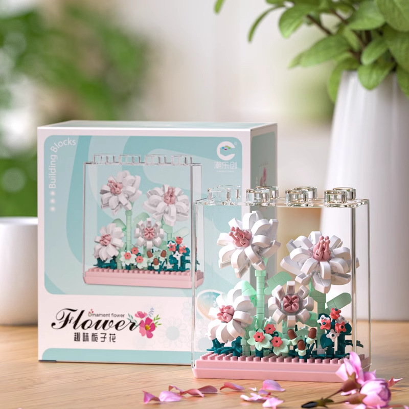 Caja de flores compatible con palabras clave de alta rosa bloques de construcción buquete de flores inmortales juguetes de ensamblaje ornamentos hechos a mano regalos de Año Nuevo