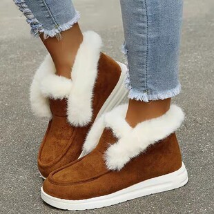 Velvet Women's Cotton Shoes 2022 Autumn and Winter New Export Pure Color Suede Cotton Shoes Casual Shoes Low-Top Ready-Made to Heattech