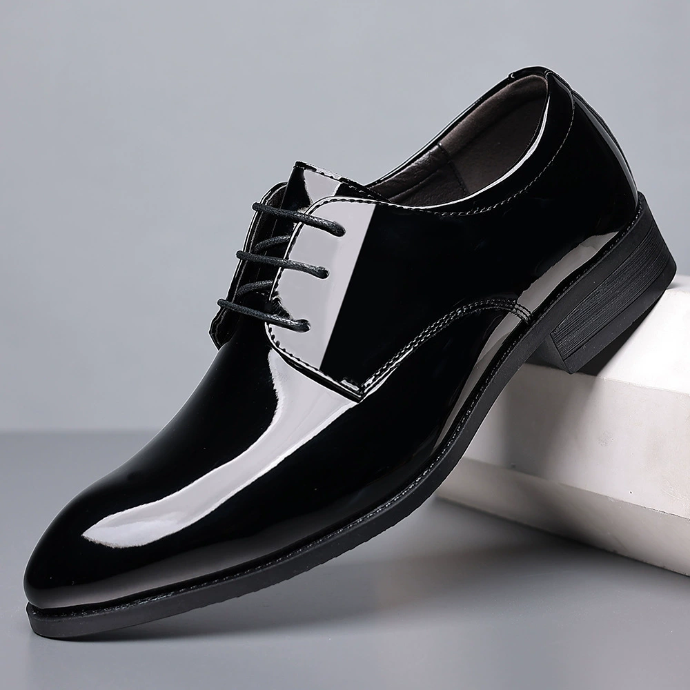 Новинка весны 2024, мужские деловые британские туфли большого размера, свадебные туфли для жениха, деловые кожаные туфли, черные мужские туфли