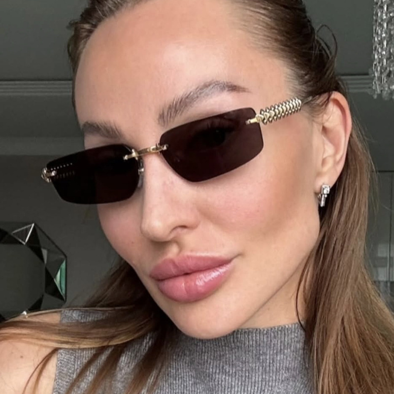 Threaded Square Sunglasses 2025 New Metal Trendy Sunglasses Street Photography European and American Fashion Sunglasses Anti-Sunshade