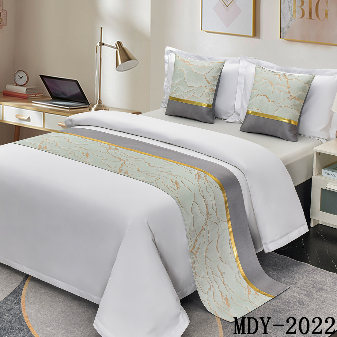 北欧风结婚轻奢高端床旗家用民宿山水新款2024酒店宾馆专业床尾巾