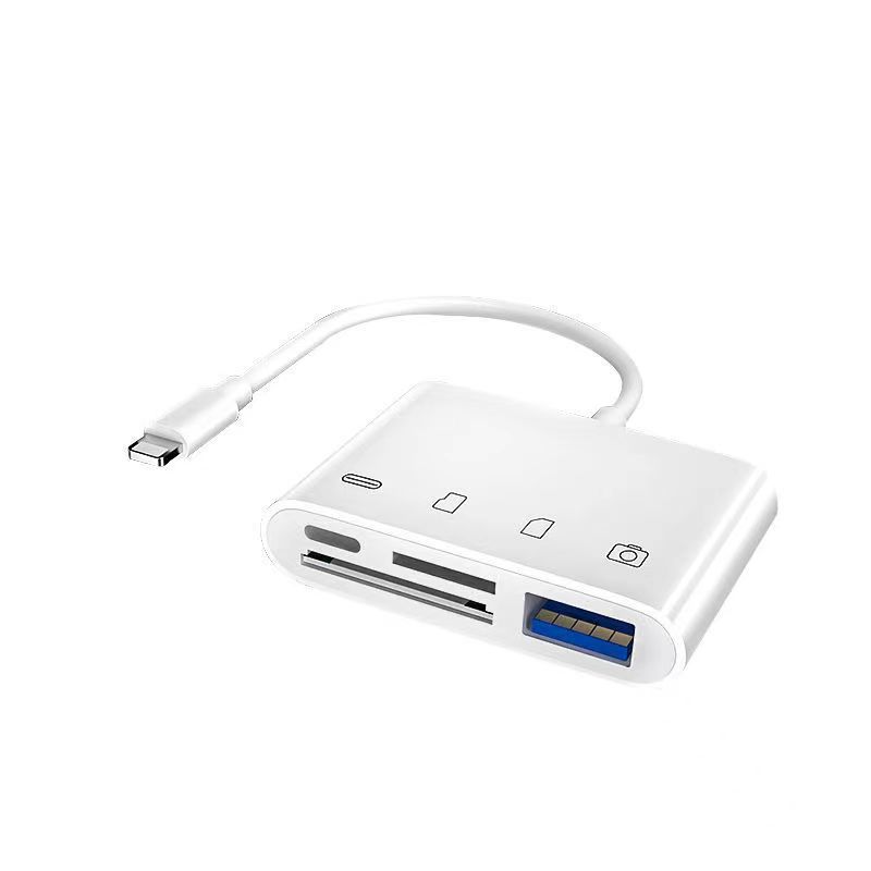 Aplicable al lector de tarjetas de Apple, teléfono móvil, tableta, memoria, tarjeta TF, cámara, lector de tarjetas de alta velocidad, cable adaptador de otg todo en uno