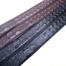 男士鳄鱼骨纹真皮自动扣带条厂家批发三骨头跨境网店裤腰带35带身