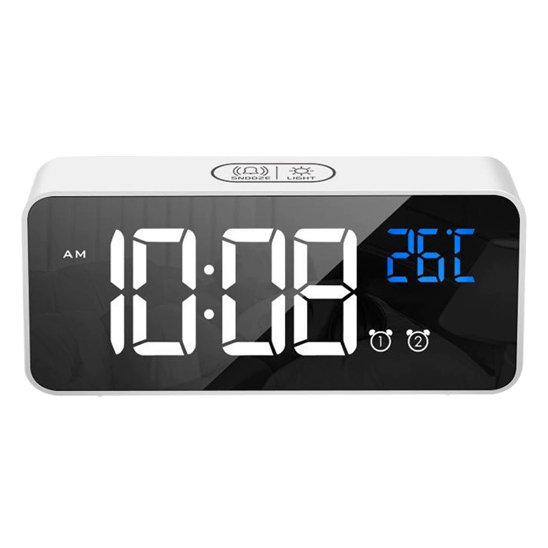 Новый домашний USB зарядка цифровой дисплей светодиодный зеркальный будильник Голосовое управление повтора звука умный маленький будильник