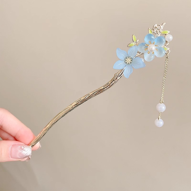 Pequeña flor de melocotón perilla antiguo clip de cabello de estilo moderno clip de cabello de alto nivel para niños cheongsam accesorios de ropa de estilo chino clip de cabello tocado