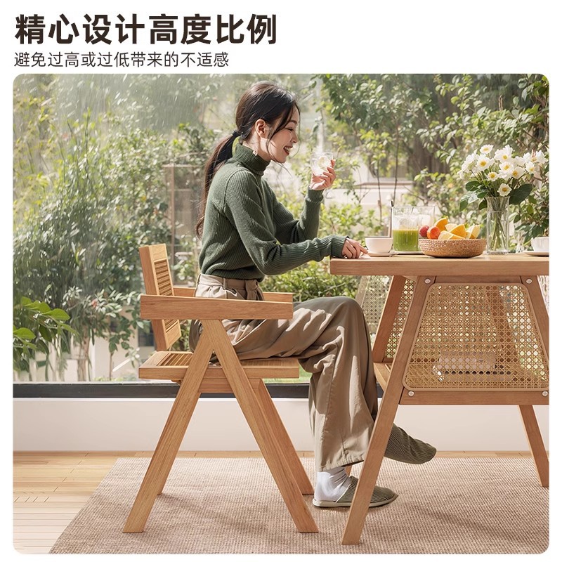 Sillas caseras caseras pequeñas mesas y sillas de comedor de balcón mesas cuadradas casuales de caña modernas y simples al aire libre